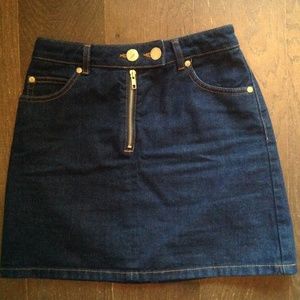 Ms Selfridge Dark blue Denim mini size 4, zip frt